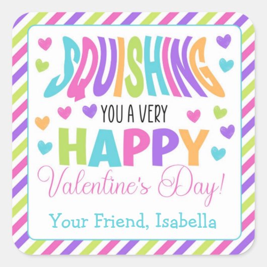 Einen glücklichen Valentinstag ausrotten Quadratischer Aufkleber (Vorderseite)
