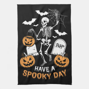 Einen gruseligen Tag Halloween Hexen-Geschenk Skel Geschirrtuch