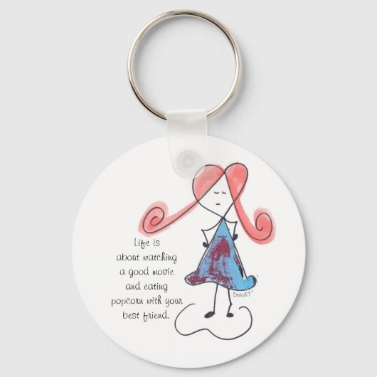 Einen guten Film ansehen und Popcorn essen Schlüsselanhänger (Vorderseite)