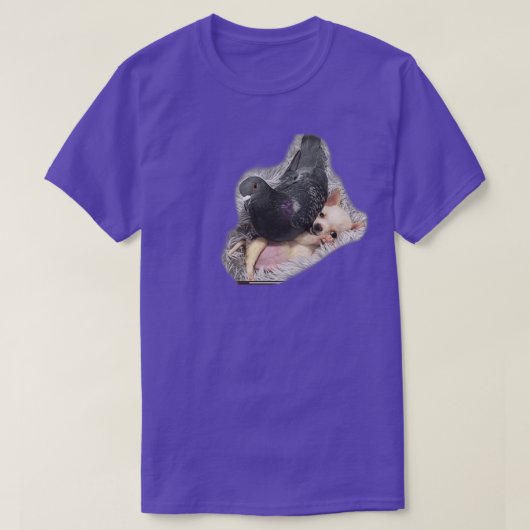Einen Hund und eine Taube zerquetschen T-Shirt (Design vorne)