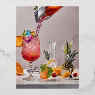 Einen hypnotisierenden Cocktail präsentieren Folien Feiertagspostkarte