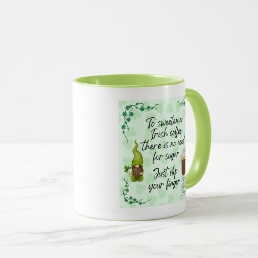 Einen irischen Kaffee süßen. Tasse (VorderseiteRechts)