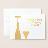 Einen Kork aufschlagen - spannende Neuigkeiten mit Folienkarte (Vorderseite mit Umschlag)