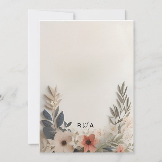 einen Kranz aus einer Blume auf einem weißen Unter Einladung (Rückseite)