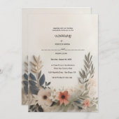 einen Kranz aus einer Blume auf einem weißen Unter Einladung (Vorne/Hinten)