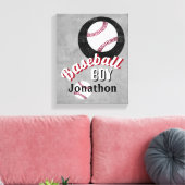 einen Namen Baseball Junge grau personalisieren Leinwanddruck (Insitu (Wohnzimmer))