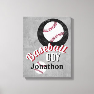 einen Namen Baseball Junge grau personalisieren Leinwanddruck