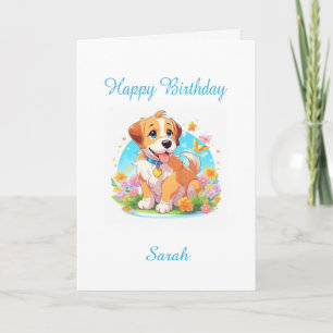 Einen Namen für den Geburtstag eines Welpenhundes Karte