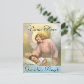 Einen Namen hinzufügen | Hüterin Engel mit Kind Postkarte (Stehend Vorderseite)