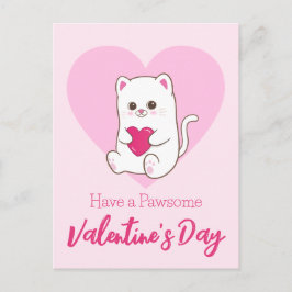Einen Pawsome Valentinstag | Funny Niedlich Cat Postkarte