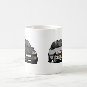 Einen Peugeot 205 GTi in der Kurve 2 x Bild Kaffeetasse