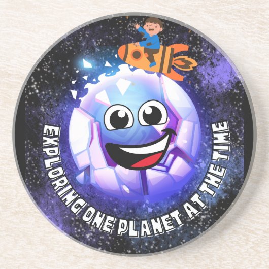 Einen Planeten zu erkunden. Junge in einer Rakete Getränkeuntersetzer (Vorne)