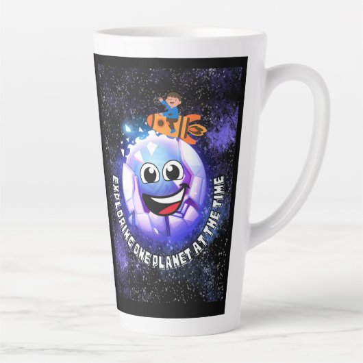 Einen Planeten zu erkunden. Junge in einer Rakete Milchtasse (Rechts)