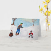 Einen Schnee-Tag zusammen verbringen Karte (Gelbe Blume)