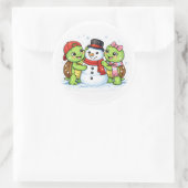 Einen Schneemann bauen Runder Aufkleber (Tasche)