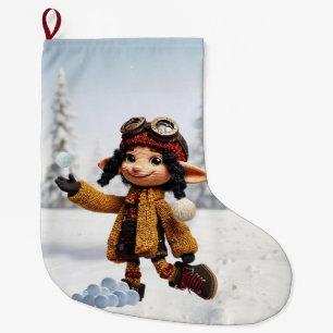 Einen Schneetag genießen Großer Weihnachtsstrumpf