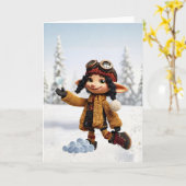 Einen Schneetag genießen Karte (Gelbe Blume)