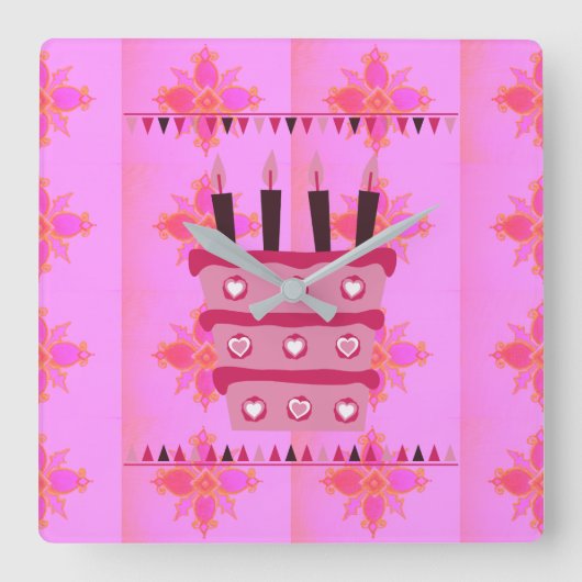 Einen schönen Geburtstag genießen Quadratische Wanduhr (Vorderseite)