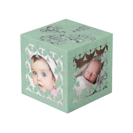 "Einen schönen St. Patrick's Day" Kleeblatt Frame Würfel (Rückseite Schrägansicht)