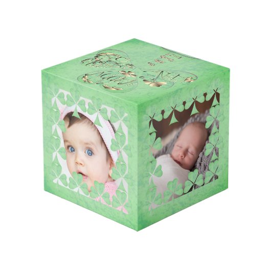 "Einen schönen St. Patrick's Day" Kleeblatt Frame Würfel (Rückseite Schrägansicht)