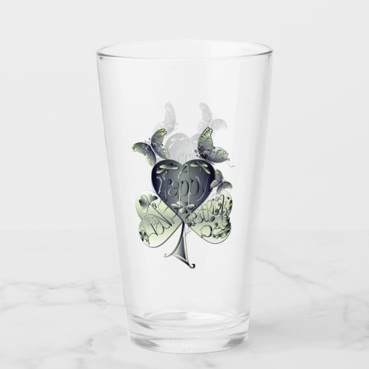 "Einen schönen St. Patrick's Day" Kleeblatt Glas (Vorderseite)