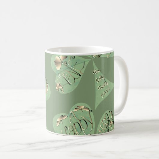 "Einen schönen St. Patrick's Day" Kleeblatt Kaffeetasse (VorderseiteRechts)