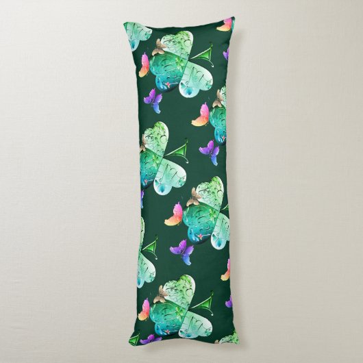 "Einen schönen St. Patrick's Day" Kleeblatt Sherpa Seitenschläferkissen (Rückseite (Vertikal))