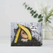 "Einen schönen Tag!" Happy Chimp Postkarte (Stehend Vorderseite)