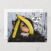 "Einen schönen Tag!" Happy Chimp Postkarte (Vorne/Hinten)