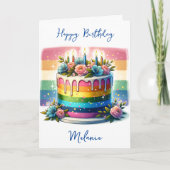 Einen spektakulären Birthday Rainbow Cake Karte (Vorderseite)