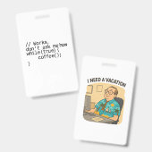 einen Urlaub und Kaffee im Büro brauchen Ausweis (Vorder- & Rückseite)