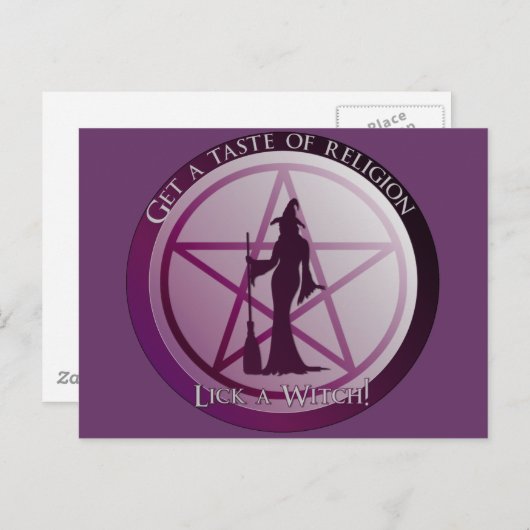 Einen Vorgeschmack auf Religion. Lass eine Hexe! Postkarte (Vorne/Hinten)