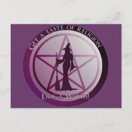 Einen Vorgeschmack auf Religion. Lass eine Hexe! Postkarte