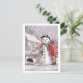 Einen Winter Weihnachtsschneemann küssen Feiertagskarte (Stehend Vorderseite)