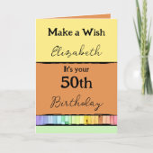 Einen Wunschnamen orange 50. Geburtstag hinzufügen Karte (Vorderseite)