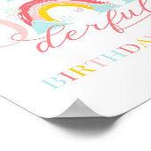 Einer derb, erster Geburtstag, Regenbogen, eins, R Poster (Ecke)