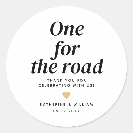 Einer für die Road Wedding Vielen Dank Snack Favor Runder Aufkleber (Vorderseite)