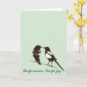 Einer für Trauer, Zwei für Freude - Magpies Karte (Gelbe Blume)