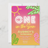 Einer in der Sonne - Mädchen 1. Geburtstag Einladung (Vorderseite)
