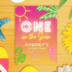 Einer in der Sonne - Mädchen 1. Geburtstag Einladung