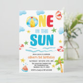 Einer in der Sonne, Pool Party Erster Sommer Gebur Einladung (Stehend Vorderseite)
