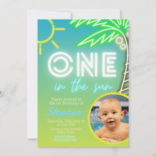 Einer in der Sonne - Pool Party mit Foto Einladung (Vorderseite)