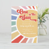 Einer in der Sonnensonne Regenbogen 1. Geburtstag Einladung (Stehend Vorderseite)