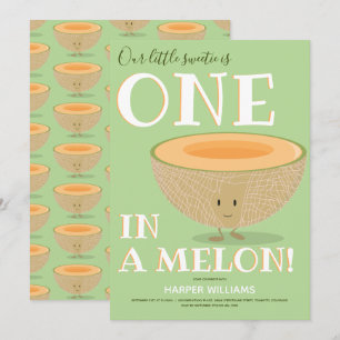 Einer in einem Melon Cantaloupe Erster Geburtstag Einladung