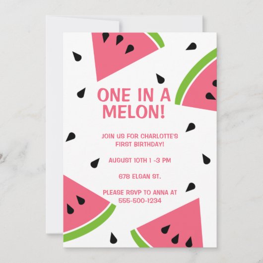 Einer in einem Melon Einladung (Vorderseite)