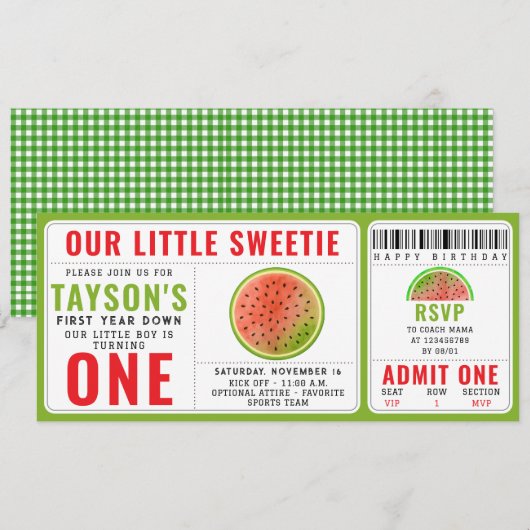 Einer in einem Melon-Glitzer Wassermelone 1. Gebur Einladung (Vorne/Hinten)