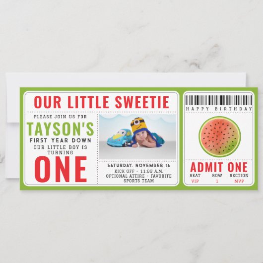 Einer in einem Melon-Glitzer Wassermelone 1. Gebur Einladung (Vorderseite)