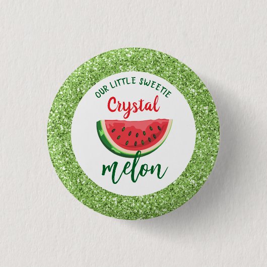 Einer in einem Melon-Glitzer Watermelon Erstgeburt Button (Vorderseite)