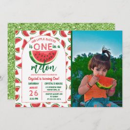 Einer in einem Melon-Glitzer Watermelon Erstgeburt Einladung