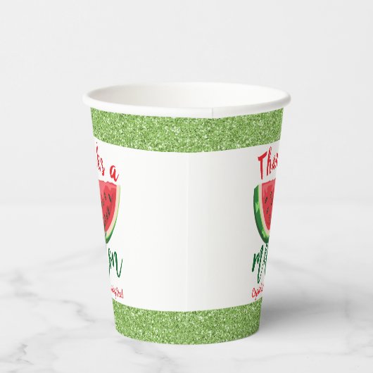 Einer in einem Melon-Glitzer Watermelon Erstgeburt Pappbecher (Rechts)